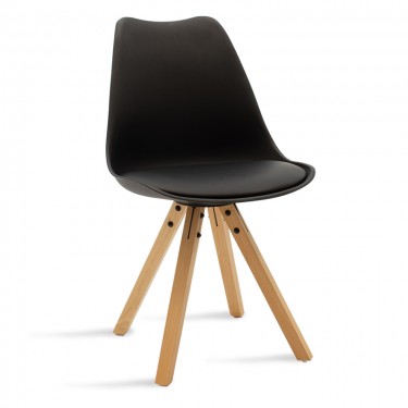 Καρέκλα Caron PP μαύρο-φυσικό πόδι Υλικό: PU. PP. Beech solid wood leg 127-000010