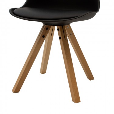 Καρέκλα Caron PP μαύρο-φυσικό πόδι Υλικό: PU. PP. Beech solid wood leg 127-000010