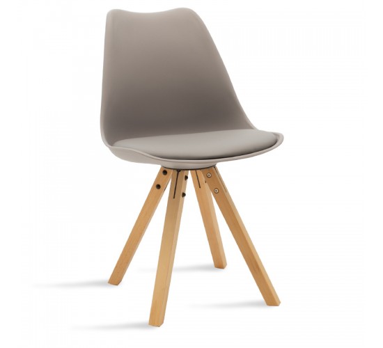 Καρέκλα Caron PP γκρι-φυσικό πόδι Υλικό: PU. PP. Beech solid wood leg 127-000011