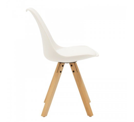 Καρέκλα Caron PP λευκό-φυσικό πόδι Υλικό: PU. PP. Beech solid wood leg 127-000012