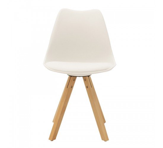 Καρέκλα Caron PP λευκό-φυσικό πόδι Υλικό: PU. PP. Beech solid wood leg 127-000012