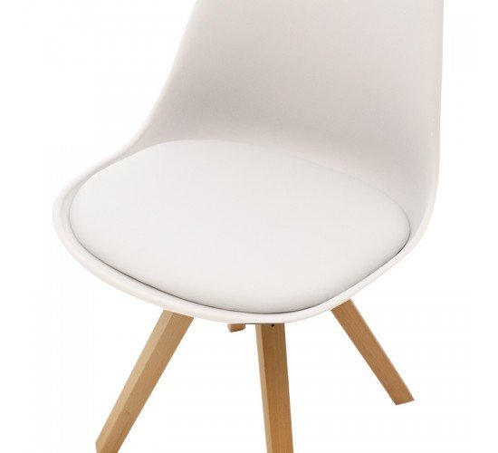 Καρέκλα Caron PP λευκό-φυσικό πόδι Υλικό: PU. PP. Beech solid wood leg 127-000012