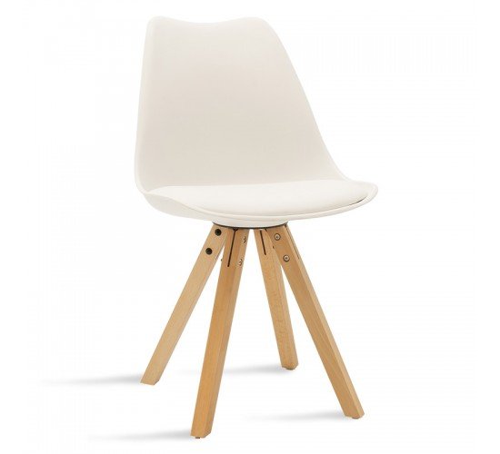 Καρέκλα Caron PP λευκό-φυσικό πόδι Υλικό: PU. PP. Beech solid wood leg 127-000012