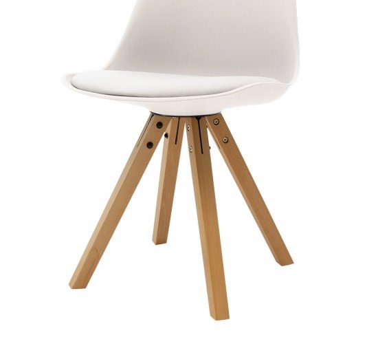 Καρέκλα Caron PP λευκό-φυσικό πόδι Υλικό: PU. PP. Beech solid wood leg 127-000012