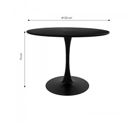 Τραπέζι Balou I MDF μαύρο μαρμάρου Φ120x75εκ Υλικό: MDF - METAL 127-000166 Τραπέζι Balou I MDF μαύρο μαρμάρου Φ120x75εκ Υλικό: MDF - METAL 127-000166