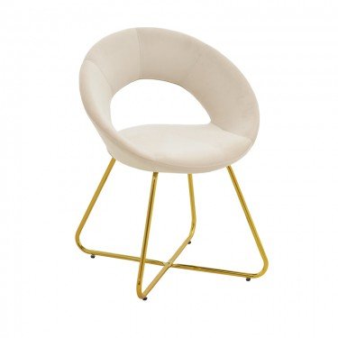 Καρέκλα Valentina μπεζ βελούδο-χρυσό πόδι 65x60x82εκ Υλικό: METAL - VELVET 127-000168