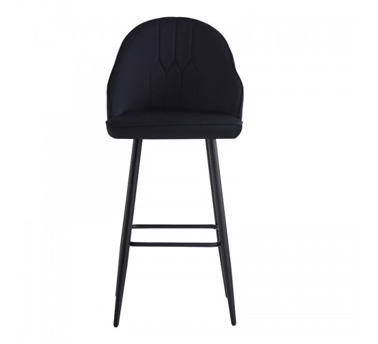 Σκαμπό μπαρ Velva Βελούδο σε μαύρη απόχρωση 49x63x102εκ Υλικό: VELVET - SPONGE - METAL 127-000184