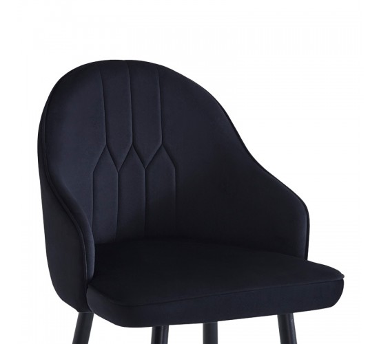 Σκαμπό μπαρ Velva Βελούδο σε μαύρη απόχρωση 49x63x102εκ Υλικό: VELVET - SPONGE - METAL 127-000184