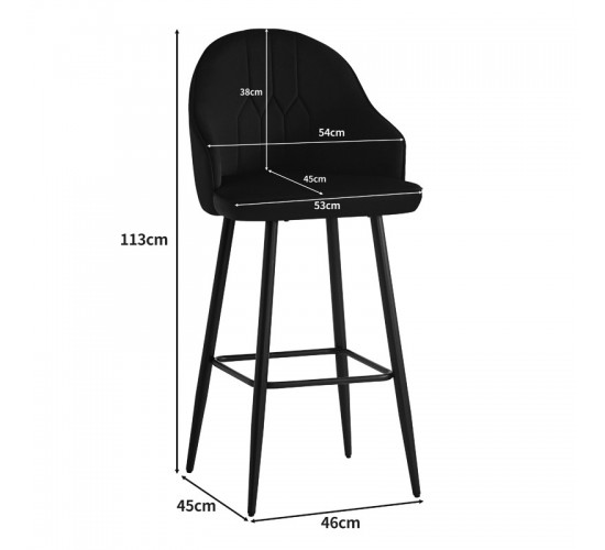 Σκαμπό μπαρ Velva Βελούδο σε μαύρη απόχρωση 49x63x102εκ Υλικό: VELVET - SPONGE - METAL 127-000184