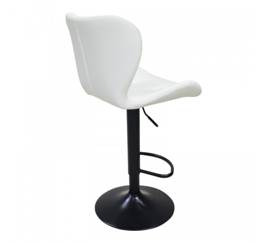 Σκαμπό μπαρ Coozy πτυσσόμενο μεταλλικό μαύρο ματ με pu σε λευκή απόχρωση 46x47x90-112εκ Υλικό: METAL PU 127-000187