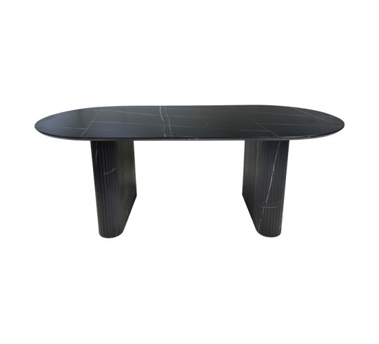 Τραπέζι Nembou mdf σε απόχρωση μαύρου μαρμάρου 210x100x76εκ Υλικό: MDF 127-000188