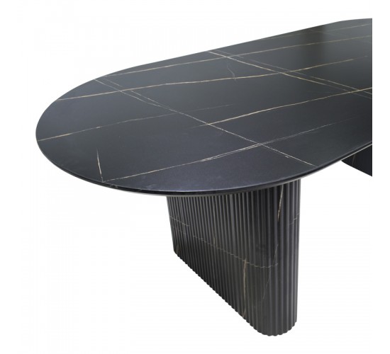 Τραπέζι Nembou mdf σε απόχρωση μαύρου μαρμάρου 210x100x76εκ Υλικό: MDF 127-000188