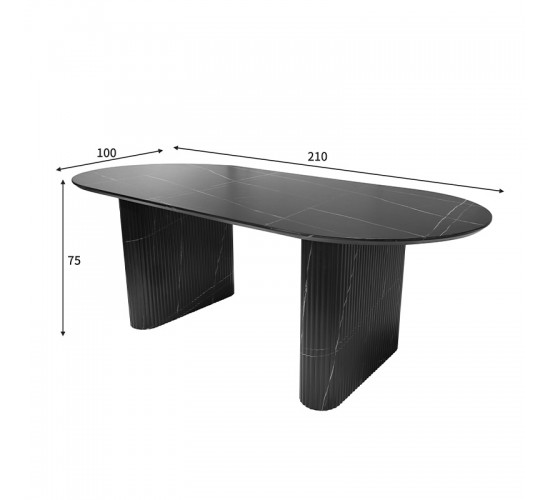 Τραπέζι Nembou mdf σε απόχρωση μαύρου μαρμάρου 210x100x76εκ Υλικό: MDF 127-000188