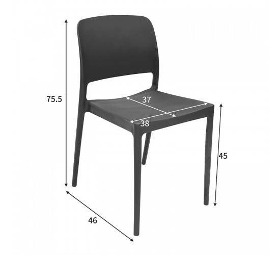 Καρέκλα Fenxy pp σε μαύρη απόχρωση 38x42x77εκ Υλικό: PP 127-000190