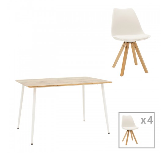 Τραπεζαρία Cuba-Caron σετ 5τεμ sonoma-λευκό 120x80x75εκ Υλικό: PU - METAL - pp 127-000192 Τραπεζαρία Cuba-Caron σετ 5τεμ sonoma-λευκό 120x80x75εκ Υλικό: PU - METAL - pp 127-000192