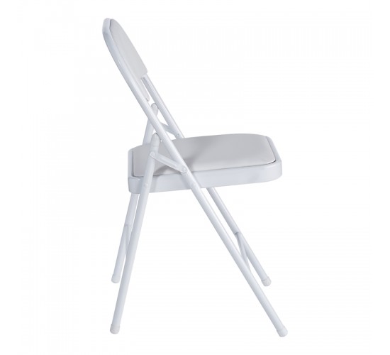 Καρέκλα Niro πτυσσόμενη pu-μέταλλο σε λευκή απόχρωση 46x46x79εκ Υλικό: PU - METAL - SPONGE 127-000195
