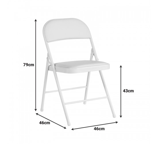 Καρέκλα Niro πτυσσόμενη pu-μέταλλο σε λευκή απόχρωση 46x46x79εκ Υλικό: PU - METAL - SPONGE 127-000195