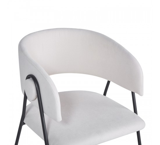 Πολυθρόνα Rachele I μπεζ ύφασμα-πόδι μαύρο μέταλλο 52x65x79εκ Υλικό: POLYESTER - METAL - SPONGE 127-000196