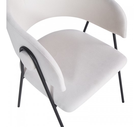 Πολυθρόνα Rachele I μπεζ ύφασμα-πόδι μαύρο μέταλλο 52x65x79εκ Υλικό: POLYESTER - METAL - SPONGE 127-000196