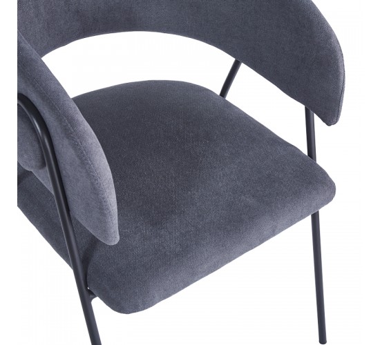 Πολυθρόνα Rachele I ανθρακί ύφασμα-πόδι μαύρο μέταλλο 52x65x79εκ Υλικό: POLYESTER - METAL - SPONGE 127-000197