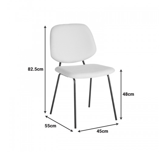 Καρέκλα Pietro I μπεζ ύφασμα-πόδι μαύρο μέταλλο 45x55x82.5εκ Υλικό: POLYESTER - METAL - SPONGE 127-000198