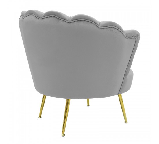 Πολυθρόνα Daimon βελούδο γκρι-χρυσό 79x74x78εκ Υλικό: VELVET - METAL LEGS 128-000001