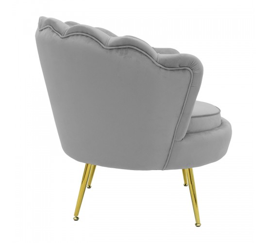 Πολυθρόνα Daimon βελούδο γκρι-χρυσό 79x74x78εκ Υλικό: VELVET - METAL LEGS 128-000001