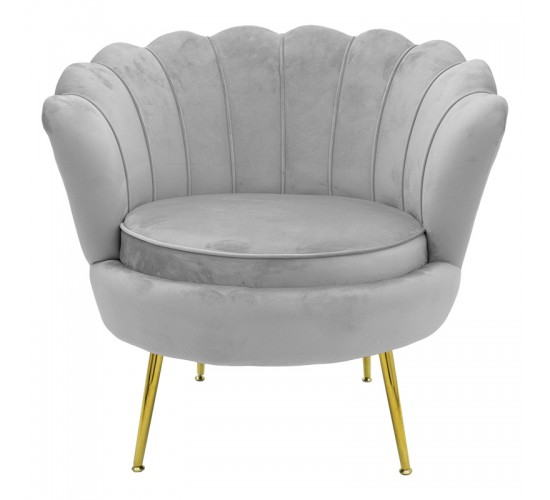 Πολυθρόνα Daimon βελούδο γκρι-χρυσό 79x74x78εκ Υλικό: VELVET - METAL LEGS 128-000001