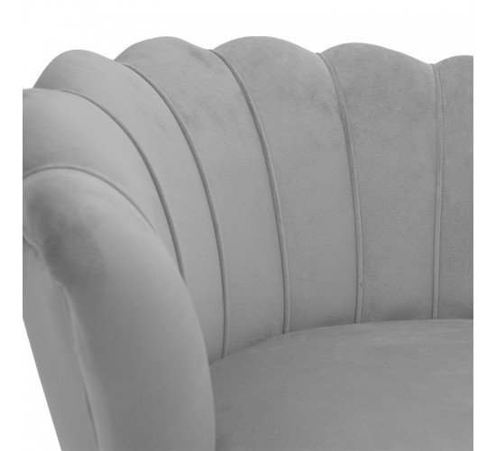 Πολυθρόνα Daimon βελούδο γκρι-χρυσό 79x74x78εκ Υλικό: VELVET - METAL LEGS 128-000001