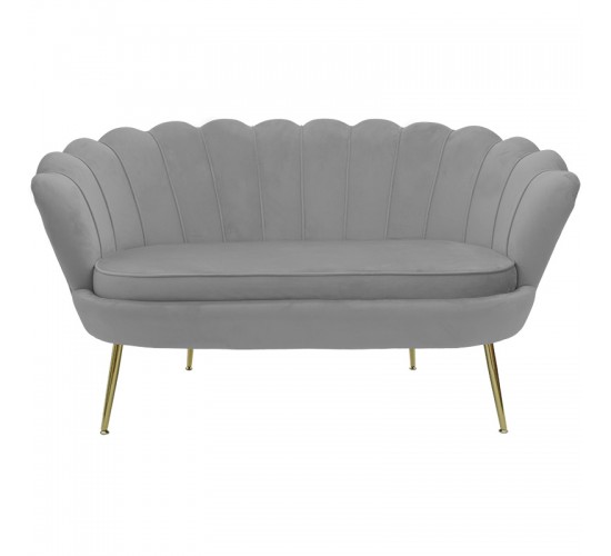 Καναπές 2θέσιος Daimon βελούδο γκρι 134x70x77εκ Υλικό: VELVET - METAL LEGS 128-000005