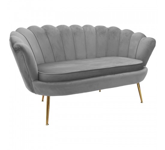 Καναπές 2θέσιος Daimon βελούδο γκρι 134x70x77εκ Υλικό: VELVET - METAL LEGS 128-000005