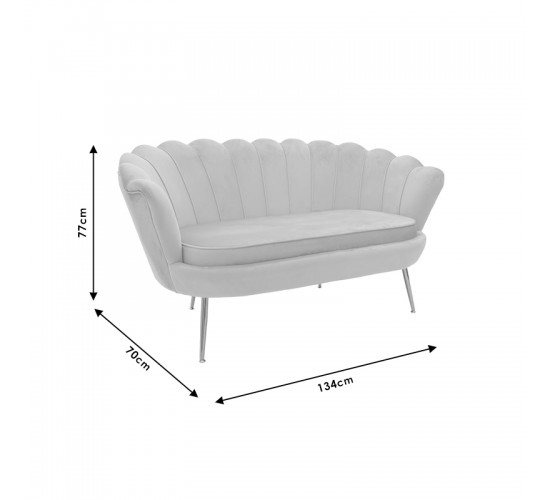 Καναπές 2θέσιος Daimon βελούδο γκρι 134x70x77εκ Υλικό: VELVET - METAL LEGS 128-000005