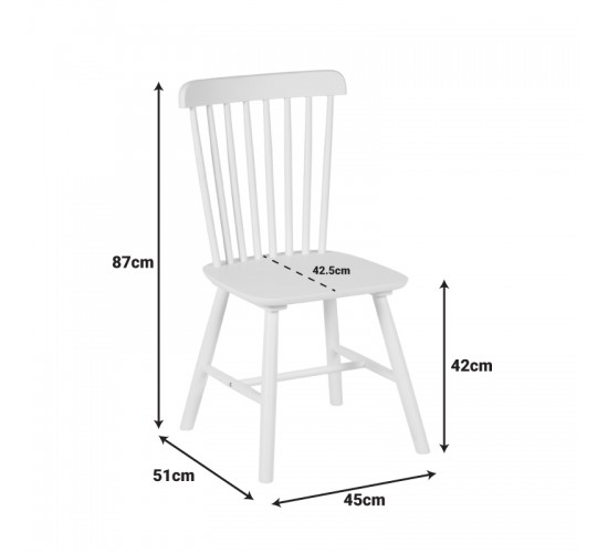 Καρέκλα Melia rubberwood σε λευκή απόχρωση 45x51x87εκ Υλικό: RUBBERWOOD 128-000040