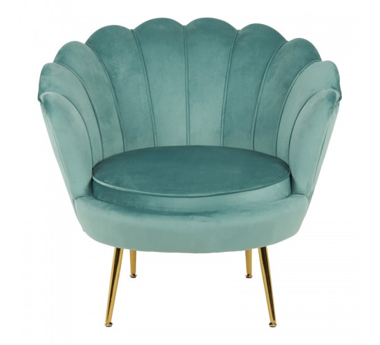 Πολυθρόνα Daimon βελούδο σε φυστικί-χρυσό απόχρωση 79x74x78εκ Υλικό: VELVET - METAL LEGS 128-000042