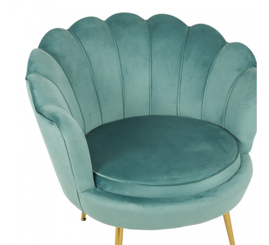 Πολυθρόνα Daimon βελούδο σε φυστικί-χρυσό απόχρωση 79x74x78εκ Υλικό: VELVET - METAL LEGS 128-000042