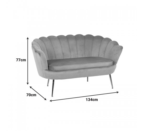 Καναπές 2θέσιος Daimon βελούδο σε φυστικί απόχρωση 134x70x77εκ Υλικό: VELVET - METAL LEGS 128-000045