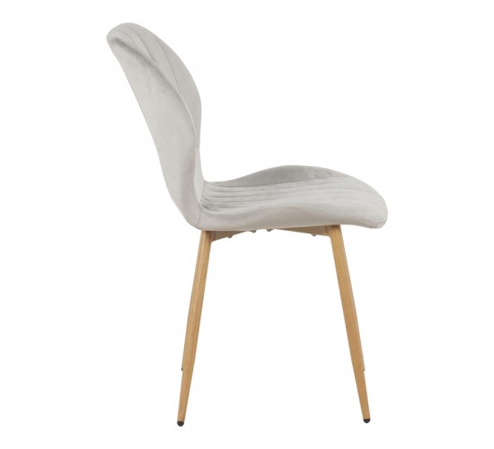 Καρέκλα Jelour βελούδο σε γκρι απόχρωση-πόδια φυσικά μεταλλικά 46.5x60x84εκ Υλικό: VELVET - METAL LEGS 128-000051