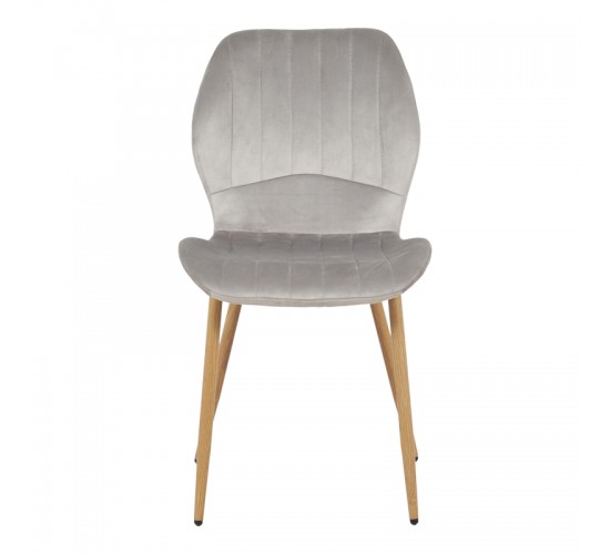 Καρέκλα Jelour βελούδο σε γκρι απόχρωση-πόδια φυσικά μεταλλικά 46.5x60x84εκ Υλικό: VELVET - METAL LEGS 128-000051