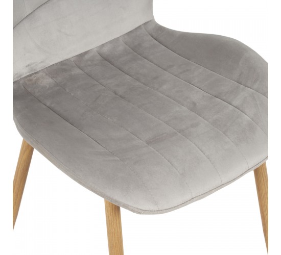 Καρέκλα Jelour βελούδο σε γκρι απόχρωση-πόδια φυσικά μεταλλικά 46.5x60x84εκ Υλικό: VELVET - METAL LEGS 128-000051