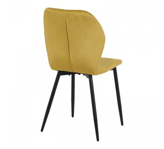 Καρέκλα Jelour βελούδο σε κίτρινη απόχρωση 46.5x60x84εκ Υλικό: VELVET - METAL LEGS 128-000052