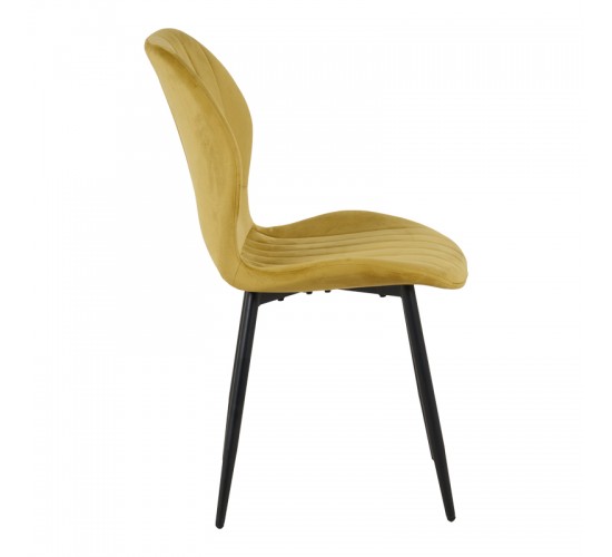 Καρέκλα Jelour βελούδο σε κίτρινη απόχρωση 46.5x60x84εκ Υλικό: VELVET - METAL LEGS 128-000052