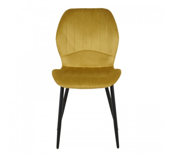 Καρέκλα Jelour βελούδο σε κίτρινη απόχρωση 46.5x60x84εκ Υλικό: VELVET - METAL LEGS 128-000052