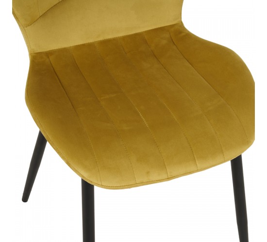 Καρέκλα Jelour βελούδο σε κίτρινη απόχρωση 46.5x60x84εκ Υλικό: VELVET - METAL LEGS 128-000052