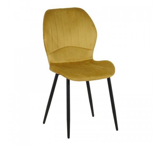 Καρέκλα Jelour βελούδο σε κίτρινη απόχρωση 46.5x60x84εκ Υλικό: VELVET - METAL LEGS 128-000052