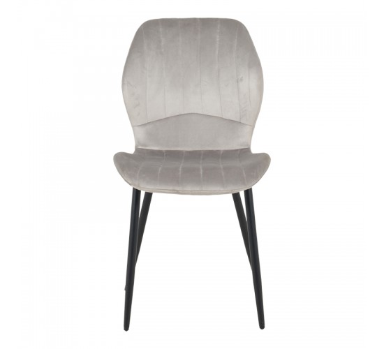 Καρέκλα Jelour βελούδο σε γκρι απόχρωση-πόδια μαύρα μεταλλικά 46.5x60x84εκ Υλικό: VELVET - METAL LEGS 128-000053
