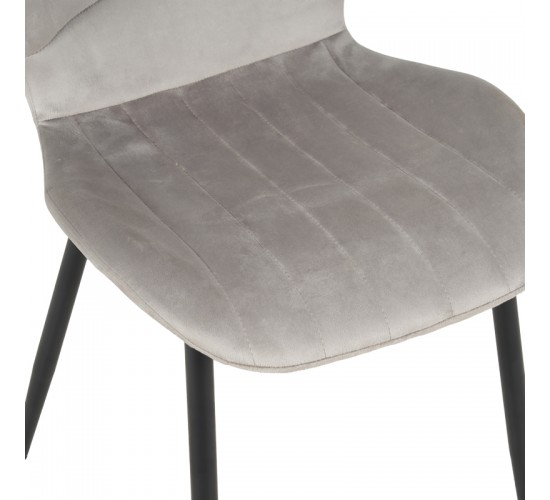 Καρέκλα Jelour βελούδο σε γκρι απόχρωση-πόδια μαύρα μεταλλικά 46.5x60x84εκ Υλικό: VELVET - METAL LEGS 128-000053