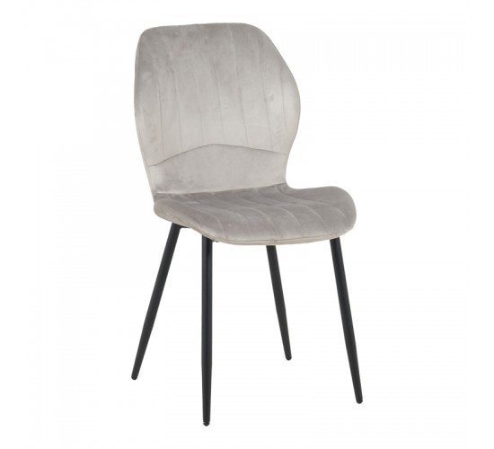 Καρέκλα Jelour βελούδο σε γκρι απόχρωση-πόδια μαύρα μεταλλικά 46.5x60x84εκ Υλικό: VELVET - METAL LEGS 128-000053