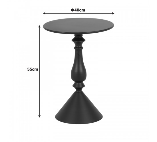Βοηθητικό τραπέζι Lalou μέταλλο σε μαύρη απόχρωση Φ40x55εκ Υλικό: METAL 128-000055