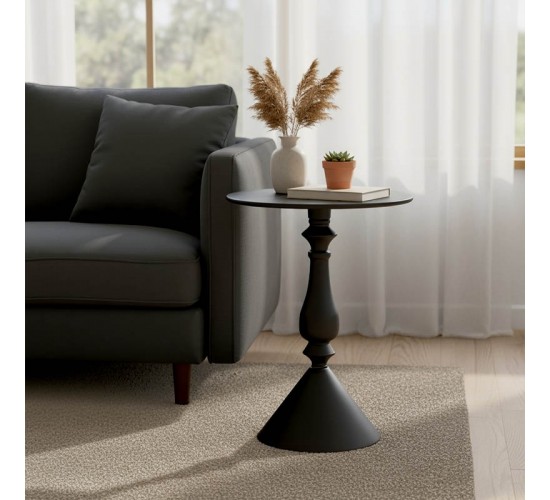 Βοηθητικό τραπέζι Lalou μέταλλο σε μαύρη απόχρωση Φ40x55εκ Υλικό: METAL 128-000055