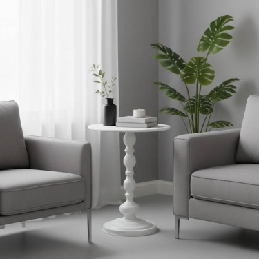 Βοηθητικό τραπέζι Anesor μέταλλο σε κρεμ απόχρωση Φ40x52εκ Υλικό: METAL 128-000060